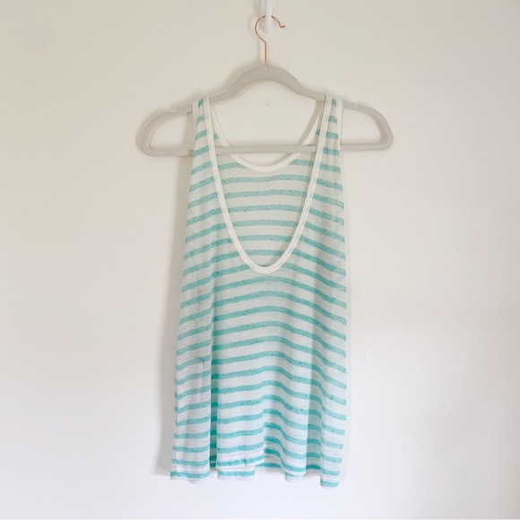 T by Alexander Wang Linen Stripe Tank in Seafoam & White NWT - Picture 9 of 12